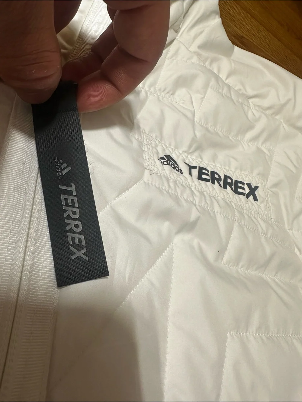 adidas Terrex White Quilted Hooded Puffer Jacket
